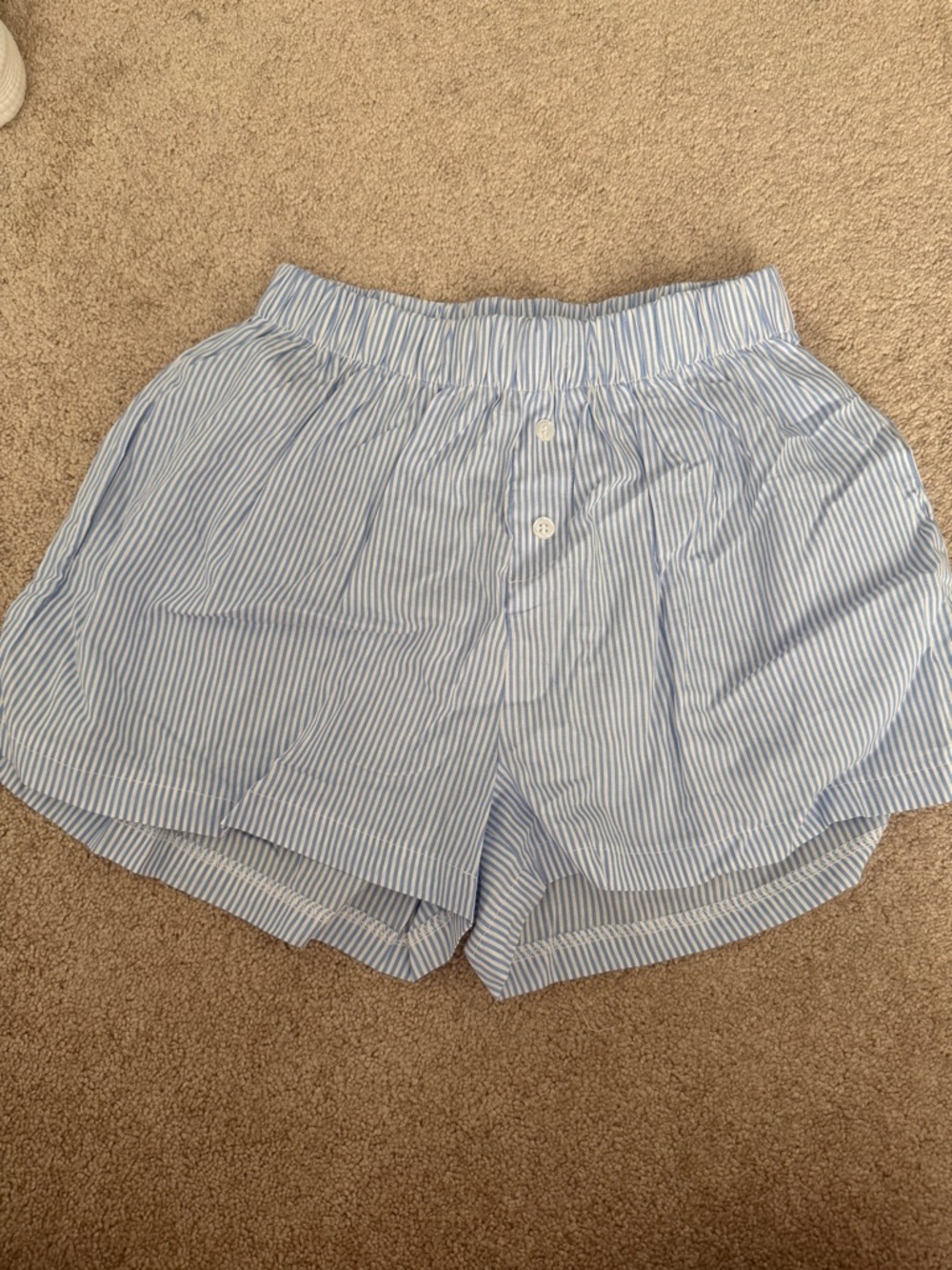 H&M Light Blue & White Striped Women's Cotton Shorts